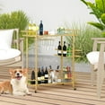 thumbnail image 3 of RiteSune Bar Carts for The Home, Gold Bar Cart with 3 Tier Glass Shelves, Home Bar Serving Carts with Wheels, Wine Cart with Wine Holders for Kitchen, Party (28.5" D x 15" W x 32" H), 3 of 14