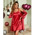 thumbnail image 2 of Ekouaer Sleepwear Women's Satin Nightgown with Robes Set 2 Piece Sexy Lace Cami Nightwear, 2 of 4