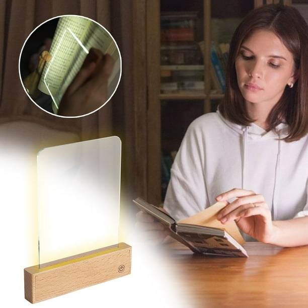 Luces de noche, lámpara de escritorio, luz de lectura plana de madera maciza, luz de lectura nocturna para dormitorio, sala de estudio, luz de protección ocular con carga USB, luz de lectura para tabl