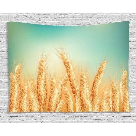 Harvest Tapestry Wheat Field And Blue Sky Agriculture