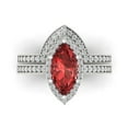 thumbnail image 2 of 2.48 ct Brilliant Marquise Cut Natural Garnet 14k White Gold Halo Solitaire with Accents Engagement Bridal Wedding Ring Band Set size 6.25, 2 of 7