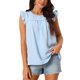 thumbnail image 1 of INSPIRAR CHIC Blusa sin mangas con volantes de verano para mujer, cuello redondo, puntos suizos, camisa casual M azul claro, 1 of 6