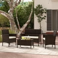 thumbnail image 2 of Patiojoy 8 Piece Patio Rattan Conversation Set Outdoor Wicker Furniture Set w/ Chair Loveseat & Tempered Glass Table Beige, 2 of 9