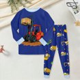 thumbnail image 2 of NOLDARES Little Boys Girls Pajamas 2Pcs Long Sleeve Crewneck Top and Elastic Waist Pants Print Sleepwear Pjs Toddlers,B071-Blue, 2 of 5