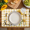 thumbnail image 4 of Sunflower Placemats Set of 6, Yellow Plaid Lattice You Are My Sunshine Placemats for Dining Table, Place Mats for Kitchen Tabletop, Waterproof Wipeable Dining Table Mats Set, 4 of 9