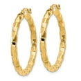 thumbnail image 2 of Real 14kt Yellow Gold Polished/Textured Post Hoop Earring; for Adults and Teens; for Women and Men, 2 of 3
