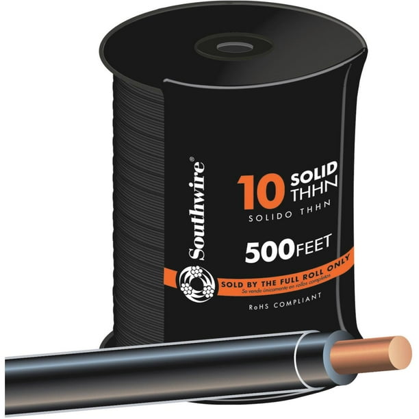 Southwire 500 Ft. 10 AWG Solid Black THHN Wire 11595657
