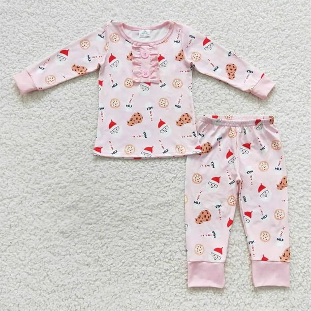 Venta al por mayor de ropa de dormir de vaca Floral para ninos conjunto de camiseta de manga larga para ninas pantalones traje para ninos pijamas de flores ropa de noche