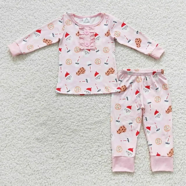 Venta al por mayor de ropa de dormir de Navidad para niños, camisetas de manga larga para bebés, conjunto de tractores, pantalones, traje para niños, pijamas, ropa de noche