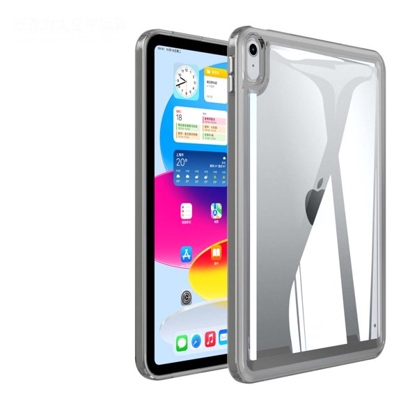Hybrid Back Case for iPad mini (6th Generation),Slim&Light, - Ultra Slim Clear Transparent Rugged Back Cover with Shockproof Resistant Flexible Soft Transparent TPU Bumper,Grey