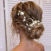 Star Moon Bride Wedding Hair Pins Crystal Bridal Hair Pieces Rhinestone Goddess Hair Accessories for Women and Girls (Pack of 5) (Gold)