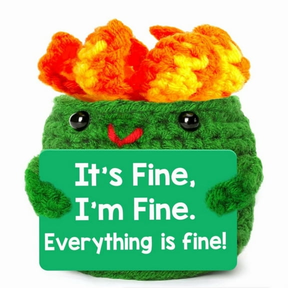 Handmade Mini Dumpster Emotional Fire Support Positive Crochet, Office Gifts Funny Gag Gifts for Women Men, Small Birthday Gifts Presents Cute Stuff Things, Dumpster Desk Accessories Office Decor