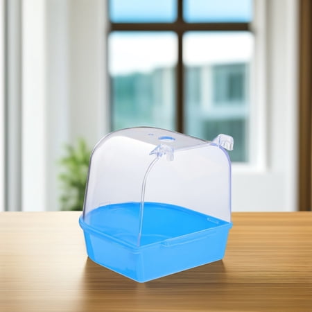 Yardwe Covered Bird Bath Cage Blue Plastic Suitable for Small Birds
