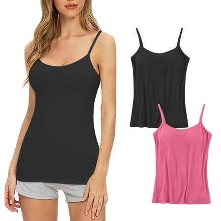 Bigersell Padded Bras Pack for Women Push up Clearance 2024 Women s 2pc Daily Sling with Chest Pad Camisole Shelf Bra Spaghetti Straps Tank Tops Balconette Bra Style F-245 Black M