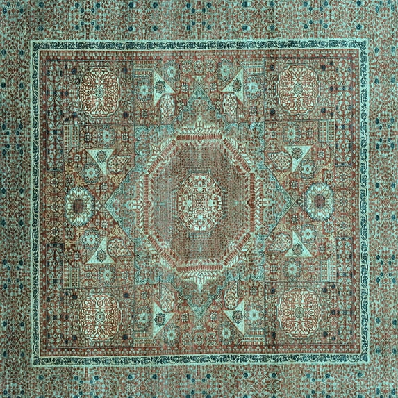 Ahgly Company Indoor Square Abstract Light Blue Modern Area Rugs, 4' Square