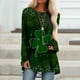 thumbnail image 2 of Mujeres Casual St. Patrick's Day Impreso Manga larga O-cuello Pullover Blusa Camiseta Tops Pompotops FGAJ370, 2 of 5