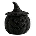 thumbnail image 2 of Black Handwoven Halloween Pumpkin Lantern, Halloween Candy Basket with Lid for Candy Storage, Jack-O-Lantern Candle Holder, Rustic Witch Hat Pumpkin Decoration for Tabletop Porch Mantel, 2 of 7