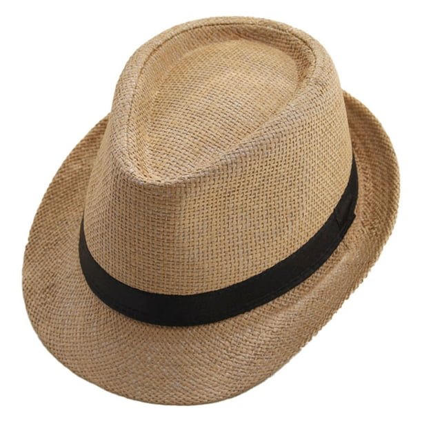 Sombrero de jazz con circunferencia de 56-58 cm, sombrero de paja, sombrero de copa para hombres y mujeres, protector solar de verano, sombrero para el sol al aire libre
