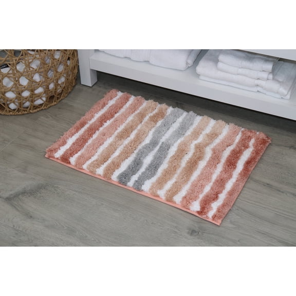Home Weavers Waterford Bathroom Rug 100% Microfiber Tufted Bathroom Rug, Soft and Absorbent Bath Rugs, Non-Slip Bath Rug, Machine Wash Dry Bath Mats for Bathroom Floor- 17"x24" Bath Rug, Coral