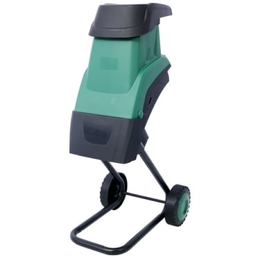 UBesGoo 15Amp Electric Wood Chipper/Shredder with Wheels, Electric Garden Shredder Portable Chipping Width Collection Bag, Double Sided Blade System, Auto Shut-Off, Green