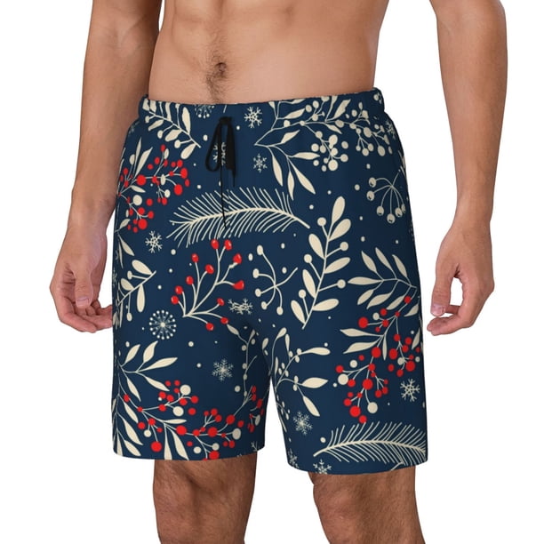 Fotbe Merry Christmas Traje de Baño para Hombre – Shorts de Natación de Secado Rápido con Forro y Bolsillos-Medium