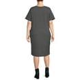 thumbnail image 4 of Terra & Sky Women's Plus Size V-Neck T-Shirt Dress with High Low Hem, 4 of 6
