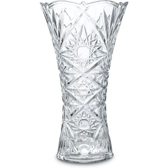 Clear Crystal Vase, Glass Flower Vase Thickening Design Suitable for Home Decor Centerpieces, Wedding, Mothers Gift,9.2'' Tall