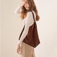 thumbnail image 3 of WLDDFF Suede Hobo Bag, Slouchy Retro Burgundy Suede Shoulder Tote for Women, 3 of 6