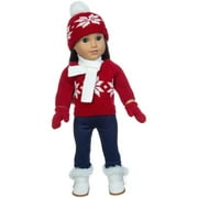 New Doll Clothes Christmas Sweater 18-Inch American Girl Doll Clothes 43Cm Doll Accessories (Christmas Five-Piece Set-3)