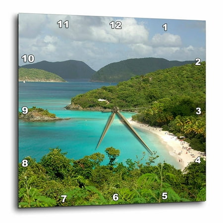 3dRose USVI, St. John, Trunk Bay, Virgin Islands NP-CA37 CMI0147 - Cindy Miller Hopkins, Wall Clock, 15 by