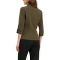 thumbnail image 3 of INSPIRE CHIC Shawl Lapel Blazer for Women 3/4 Sleeves Pocket Single Button Work Suit M Coffee, 3 of 5