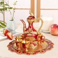 thumbnail image 1 of Juego de cafetera turca de metal, juego de té de lujo, bandeja de té, tetera con tazas y bandeja para la decoración del hogar, dormitorio y sala de, 1 of 10