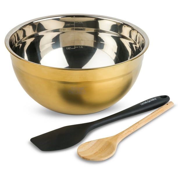 Thyme & Table Stainless Steel Mixing Bowl with Silicone Spatula & Wood