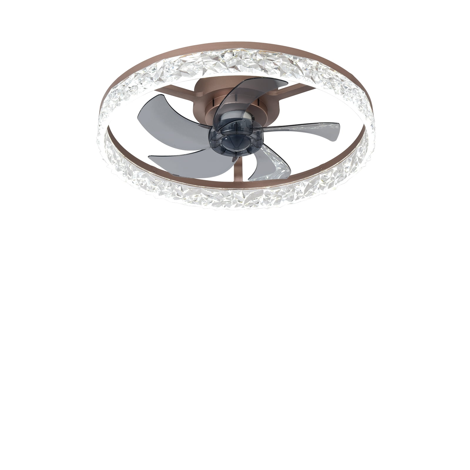 Depuley 20-Inch Low Profile Ceiling Fan with Light - Ultra-Quiet <30dB, App & Remote Control, Dimmable 3 CCT LED, Flush Mount for Bedroom，in Brown