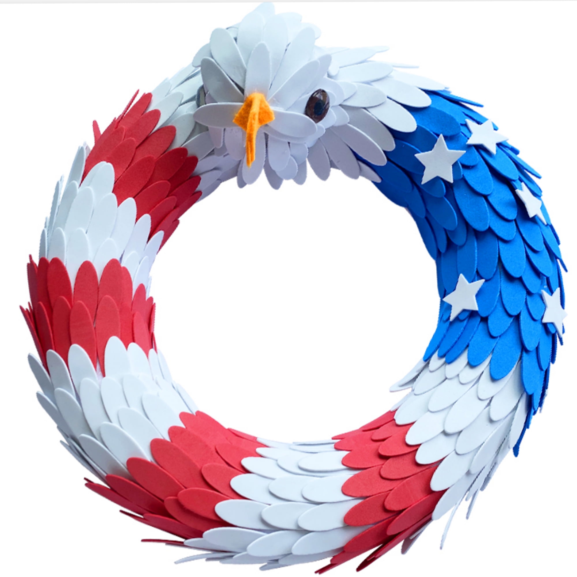 Sunisery American Eagle Wreath Glory Patriotic Red White Blue Eagle Wreath for Front Door Window