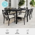 thumbnail image 5 of Martha Stewart 9-Piece Indoor-Outdoor Dining Set with 8 Stackable Dining Chairs and 70" Table with Steel Frames in Black with Cream All-Weather Cushions, 5 of 12