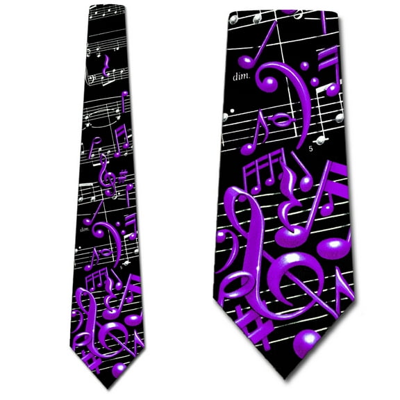 Musical Notes Ties Mens Music Neckties Purple Tie by Three Rooker