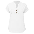 thumbnail image 4 of vigerkar Linen Shirts for Women Summer Linen Button Down Long Sleeve T-Shirt Casual Loose Henley V Neck Blouses Top White, L, 4 of 7