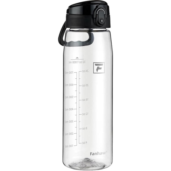 Clear Plastic Water Bottle 32 oz BPA Free Leakproof Tritan Sports Water Bott...