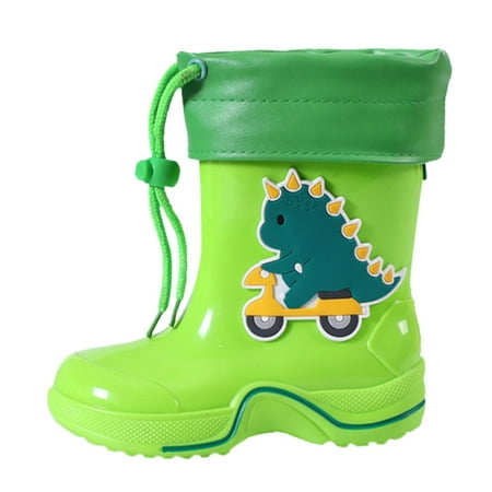 

Yinguo Classic Dinosaur Children Rainboots Rubber Children Water Shoes Fleece Waterproof Rain Boots Kids Cartoon Shoes