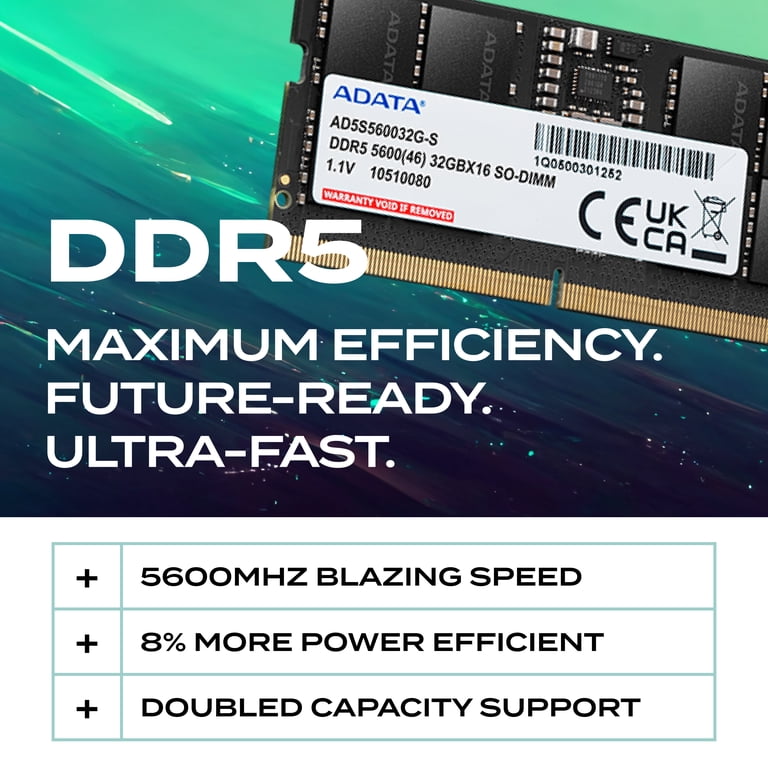 ADATA DDR5 5600MHz 32GB(1x32GB) CL46 SODIMM Notebook Laptop RAM