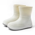 thumbnail image 2 of GobdXE Solid Mid Calf Rain Boots Waterproof Nonâ Thick Platform Sole Short Rain Booties Easy On off Outdoor Mud Boots for Boys Girls Beige,10.5-11 Years, 2 of 3