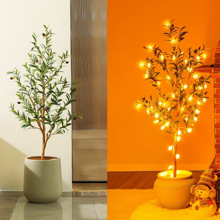 DR.Planzen 4ft Artificial Olive Tree, Faux Olive Tree with