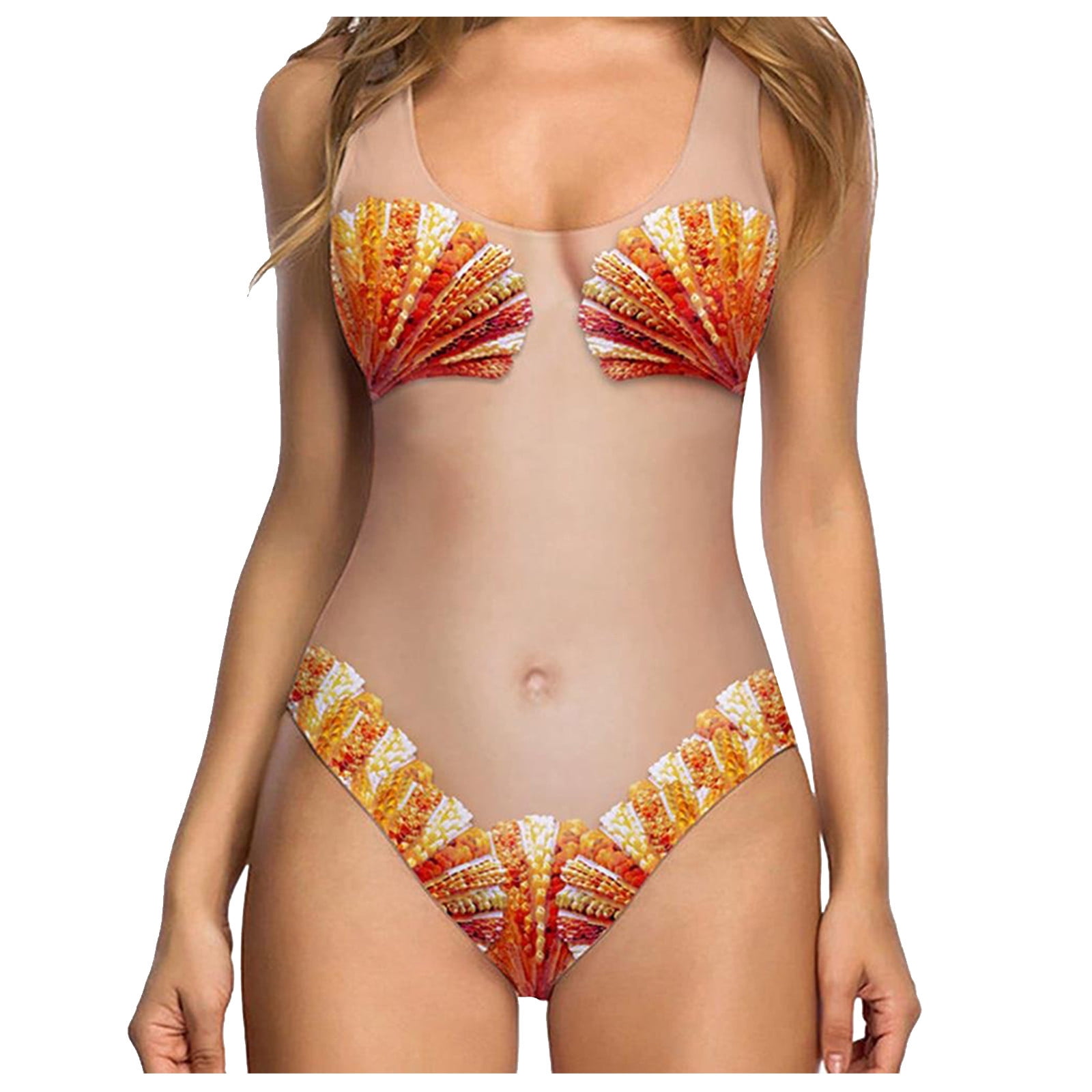 bikini topLadies appealing High Neck Swimsuit Swimsuit Swimsuit 3D Fake Breast Hairy Print Swimsuit - Walmart.com