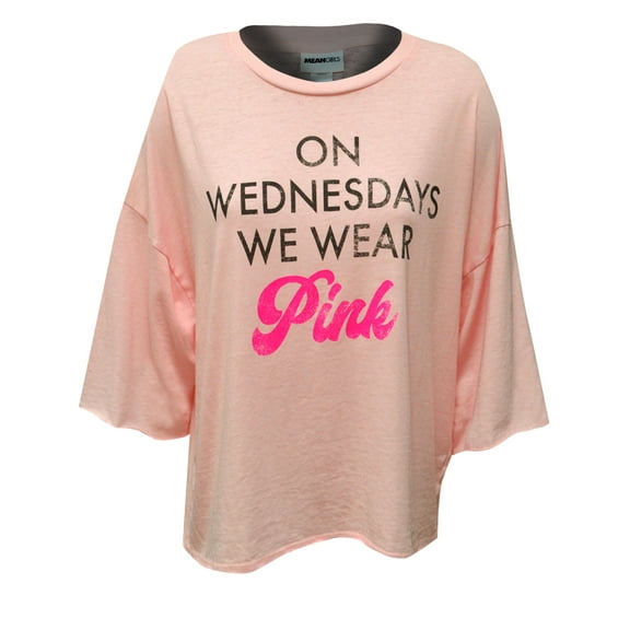 Richard Leeds Womens Mean Girls Movie On Wednesdays We Wear Pink Cropped Tee Shirt (Small)