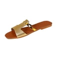 thumbnail image 3 of Domuza Women's Casual Versatile Flat 2026 Spring Summer Trendy Textured Comfortable Beach Sandals Gold 6.5（EU-37）, 3 of 3