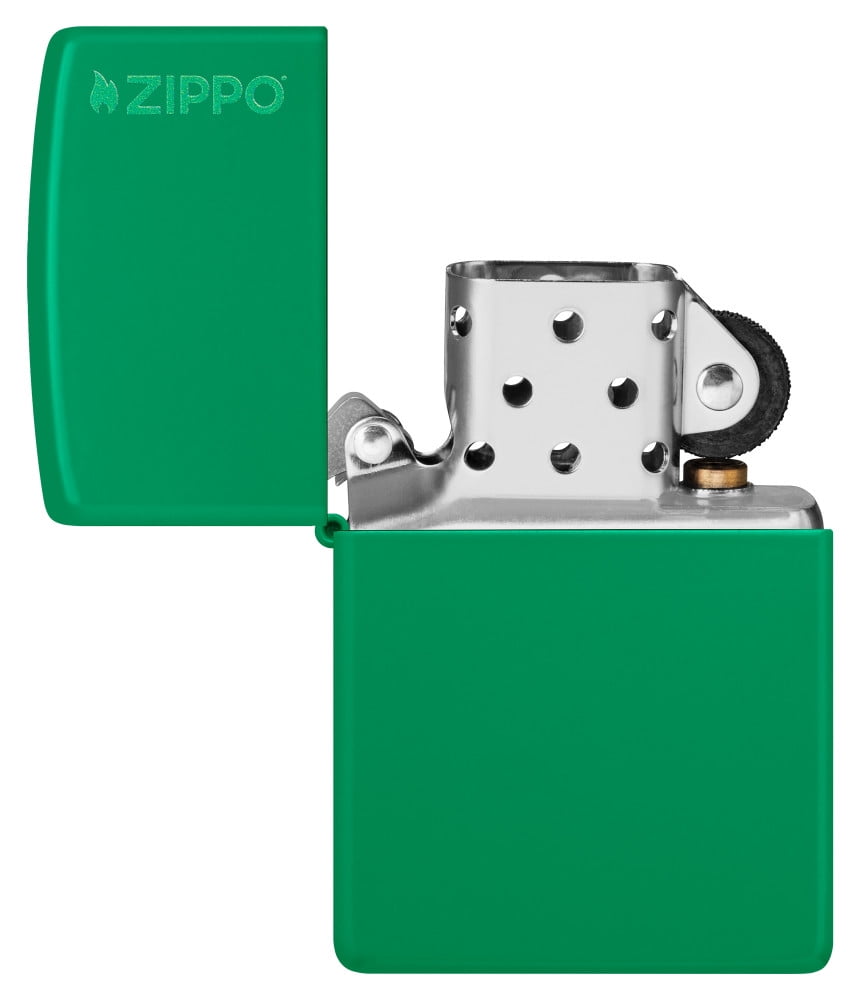 Zippo Grass Green Matte Zippo Logo Classic Pocket Lighter