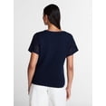 thumbnail image 4 of Time and Tru Women's Textured Crewneck Sweater with Short Sleeves, Lightweight, Sizes XS-XXXL, 4 of 6