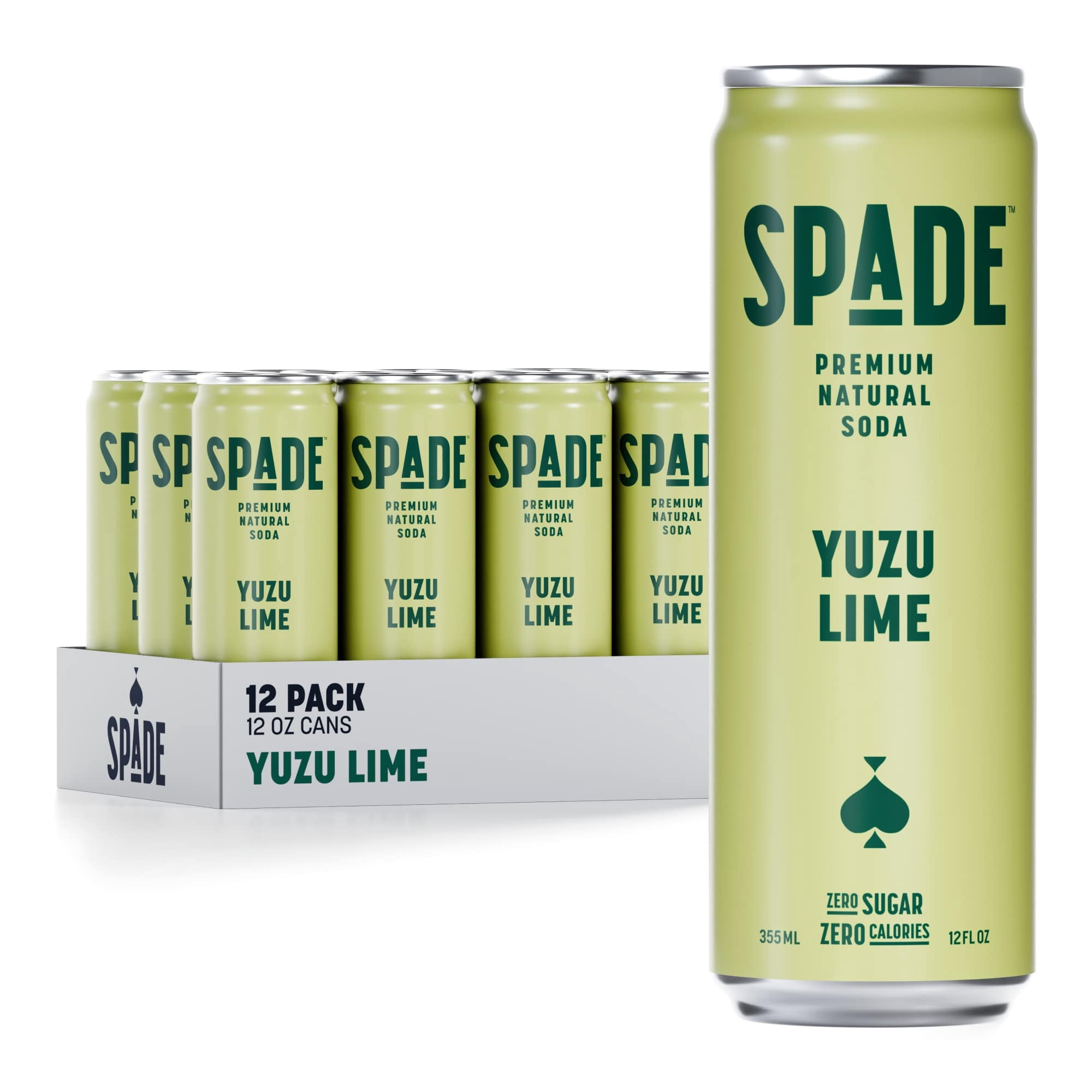 Spade Yuzu Lime Soda - Premium All-Natural, 0 Sugar, 0 Calorie, Electrolyte, Healthy Non GMO