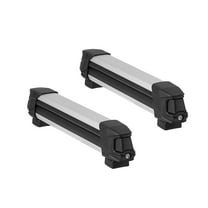 KFFKFF Ski & Snowboard Roof Rack, Holds 4 Skis or 2 Snowboards, 2 Aluminum Universal Car Roof Racks with Lock & Rubber Padding, Compatible with Fishing Rods and Most Slotted Crossbars